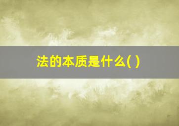 法的本质是什么( )